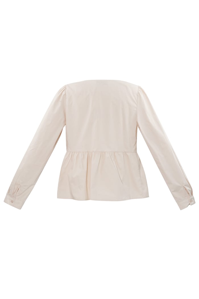 Longsleeve peplum top with bows - beige Picture7