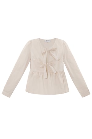 Longsleeve peplum top with bows - beige h5 