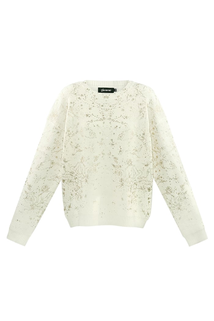 Sweater sparkle statement - white Gold color 