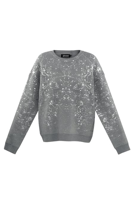 Pullover Glitzer Statement - grau 2