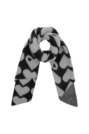 Heart winter scarf - black grey h5 