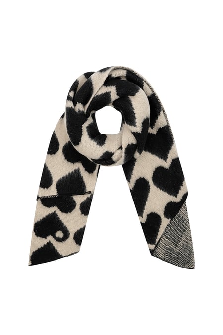 Heart winter scarf - black beige