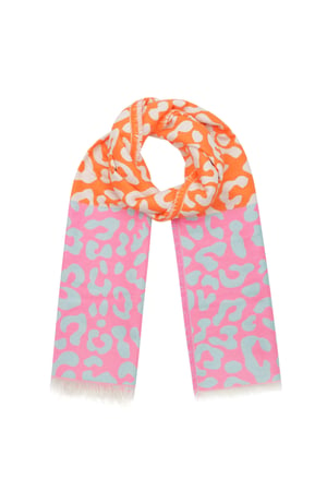 Winter scarf leopard lover - orange pink h5 