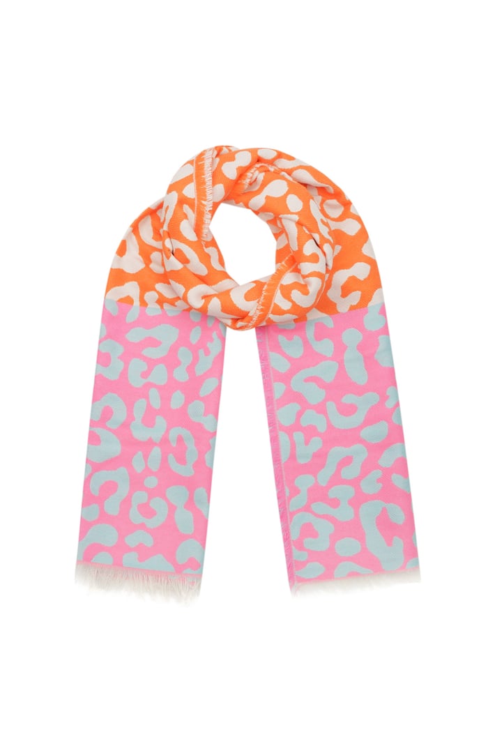 Winter scarf leopard lover - orange pink 