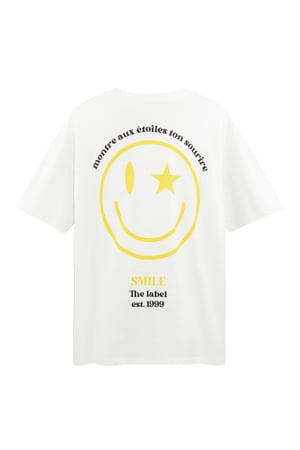 T-Shirt Happy Life Smiley - weiß & gelb h5 Bild7