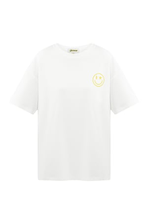 T-Shirt Happy Life Smiley - weiß & gelb h5 