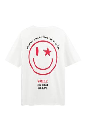 T-shirt happy life smiley - white & red h5 Picture7