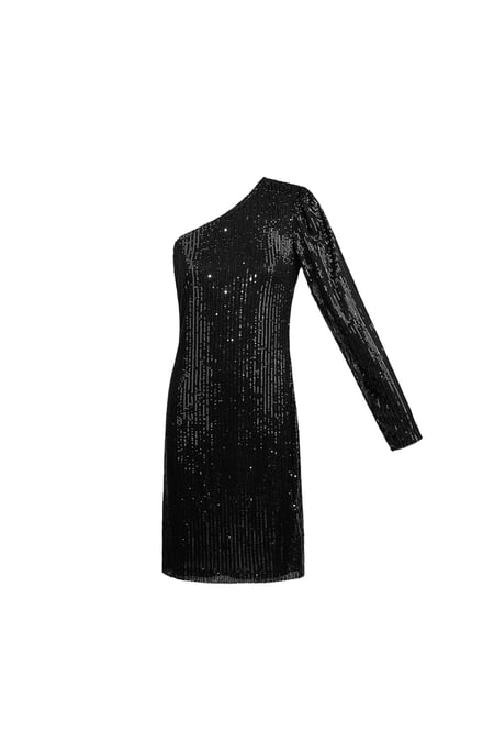 Glitzerndes One-Shoulder-Kleid - Schwarz 2