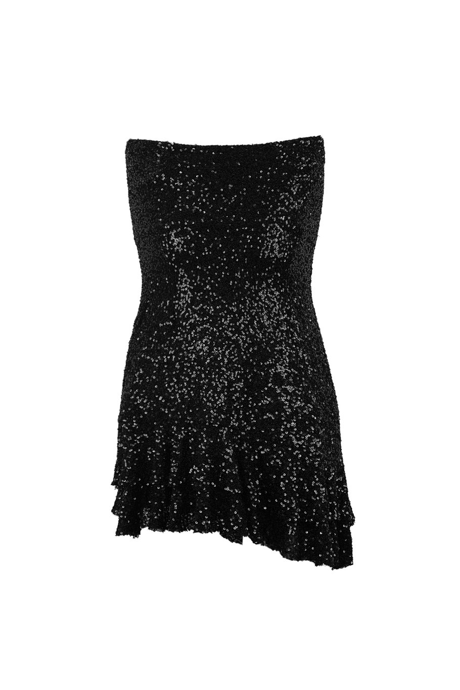 Glitter dress with bow strapless - black h5Picture6