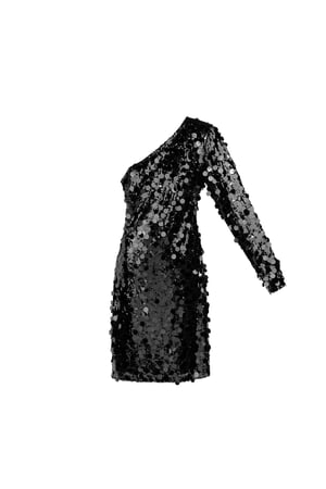 One shoulder dress glitter large - black h5 