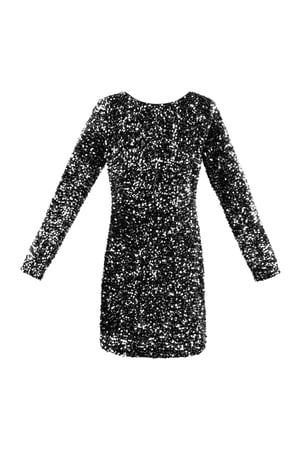 Glitzerkleid mit offenem Rücken - schwarz silber h5 