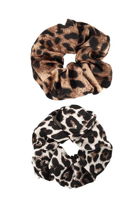 Tiger Print Scrunchies - Brown