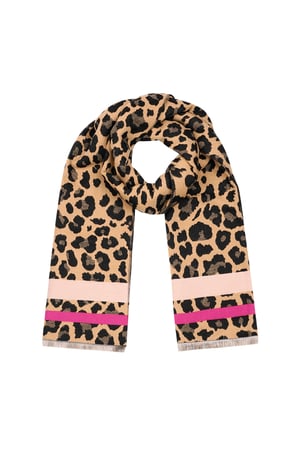 Pantherschal mit bunten Streifen - beige & pink h5 