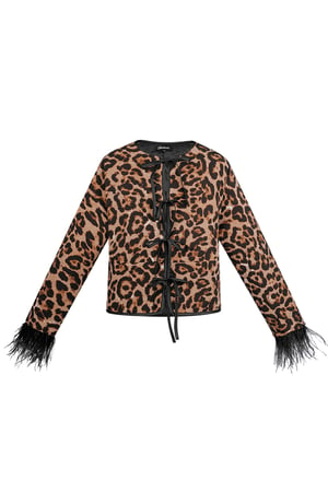 Feather jacket with leopard print - multi  h5 