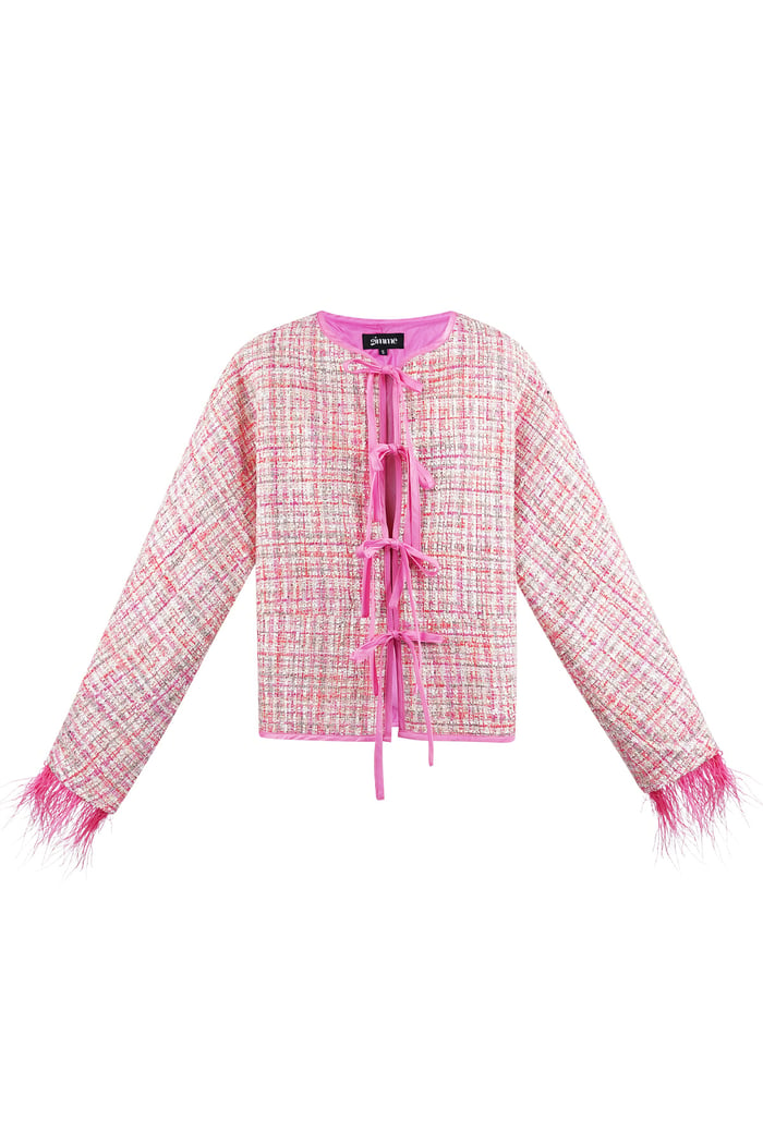 Soft feather jacket with bows - pink 