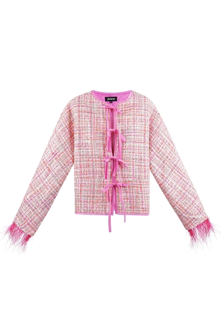 Soft feather jacket with bows - green
