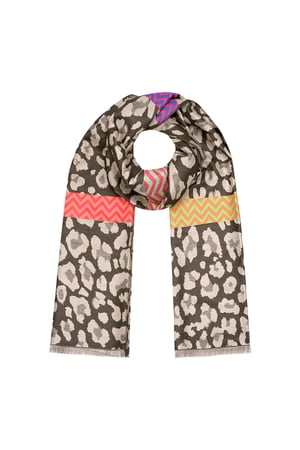 panther scarf with colored details - brown h5 