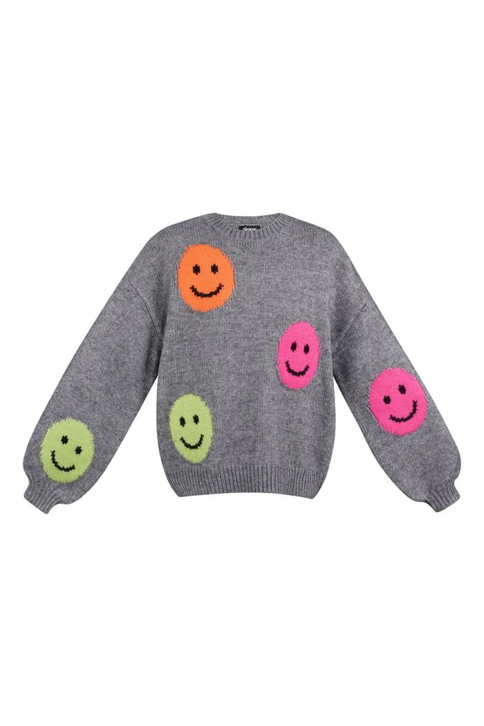 Smiley Strickpullover - grau 