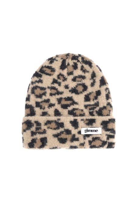 panther print hat - camel