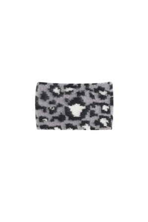 Winter headband leopard print - gray h5 