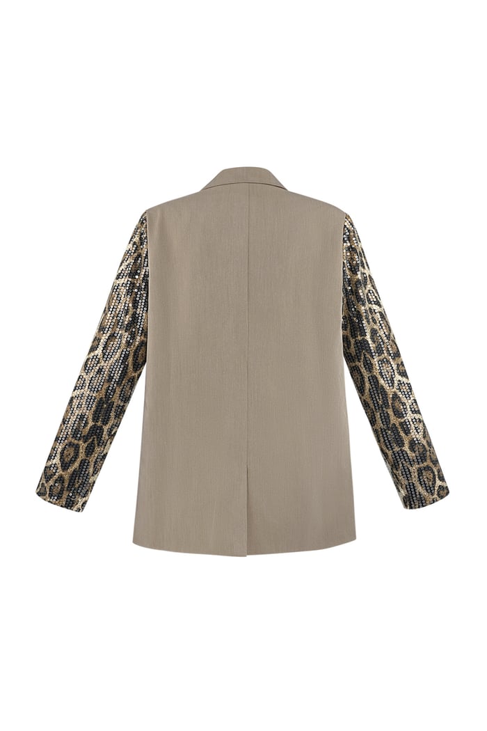 Blazer with leopard print glitter sleeve - camel Picture6