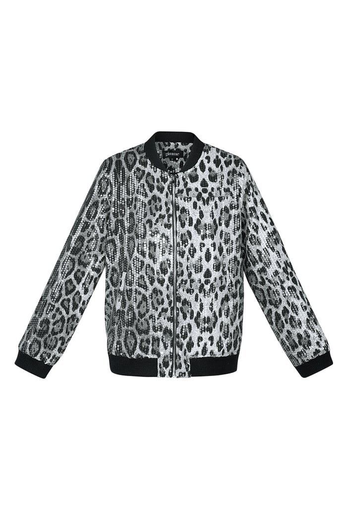 Glitzer Panther Jacke - grau 