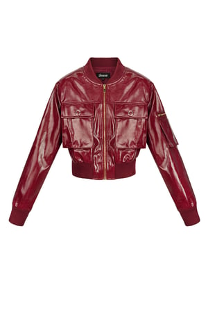 PU biker jacket - Red h5 