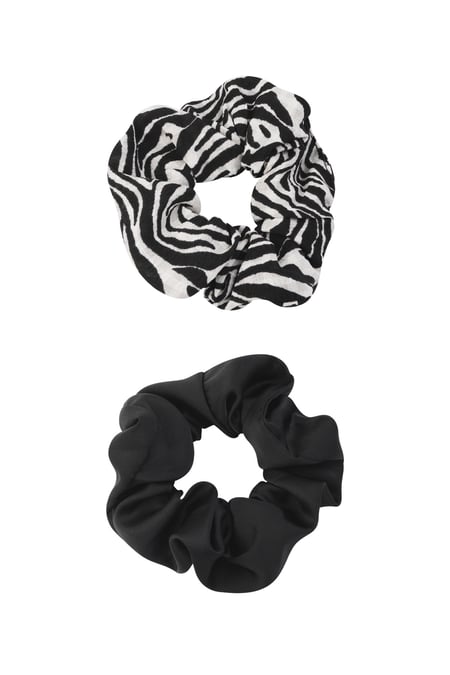 Scrunchie duo zebra darkness - Black and white