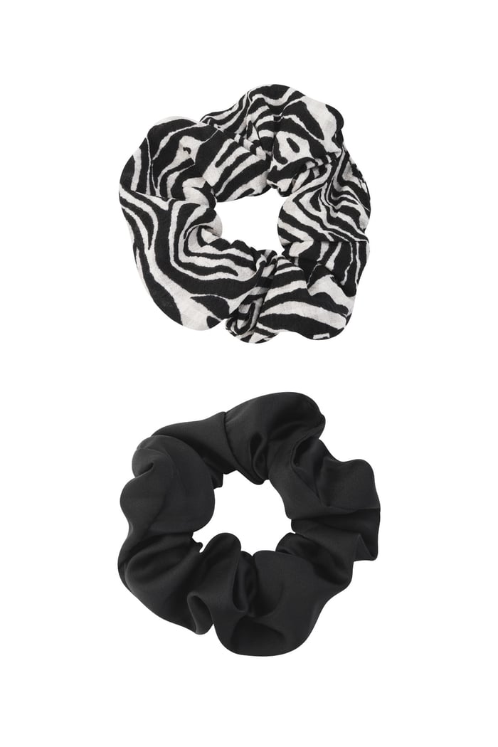 Scrunchie duo zebra darkness - Black and white 