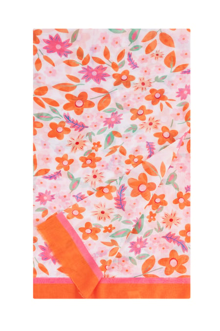 Scarf vivid floral - Orange