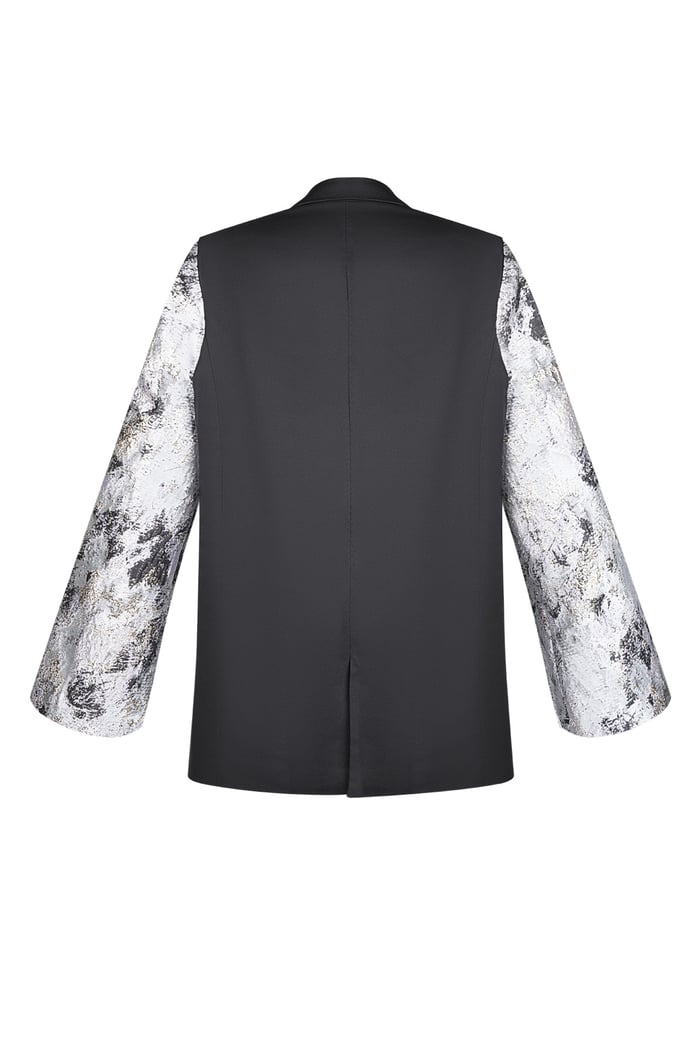 Black blazer with jacquard sleeves - Grey Picture7