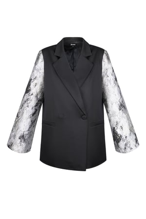 Black blazer with jacquard sleeves - Grey h5 