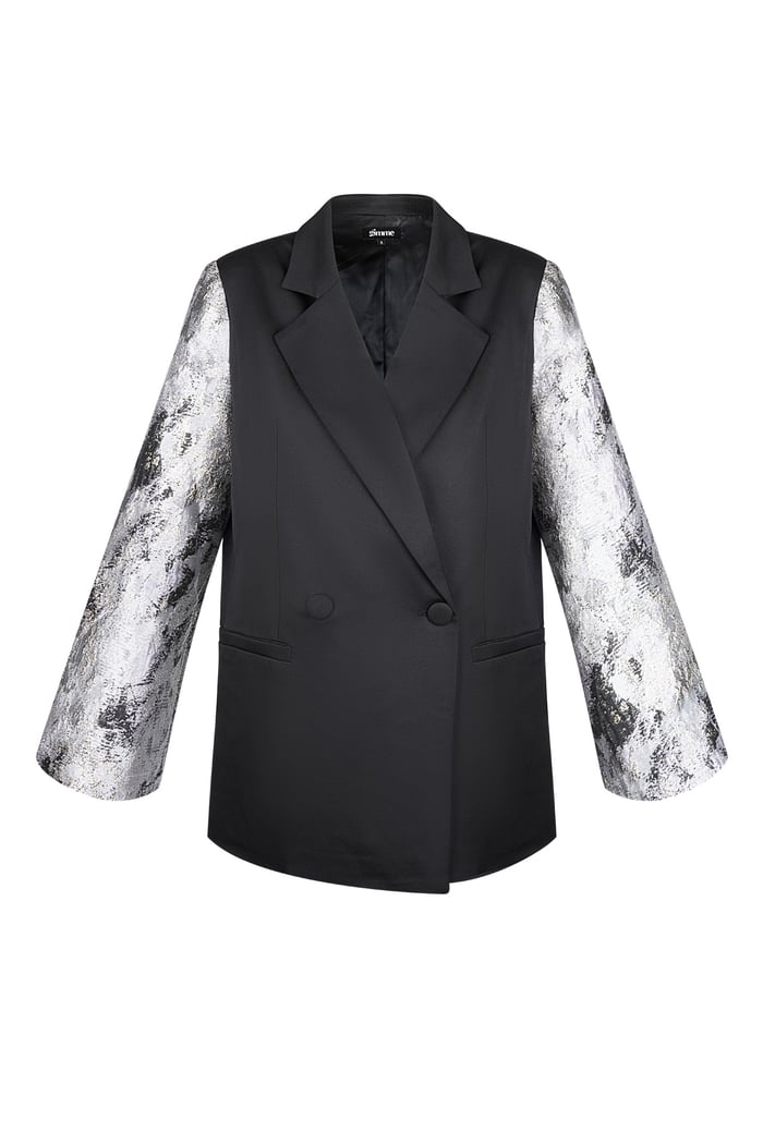 Black blazer with jacquard sleeves - Grey 