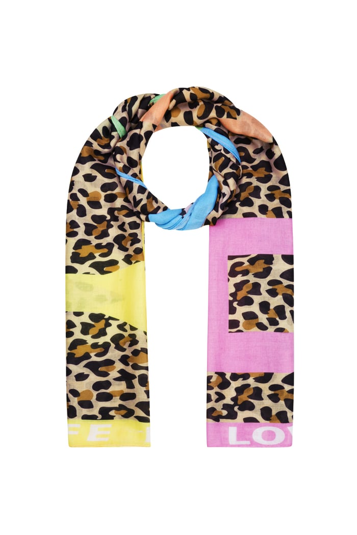 Scarf festive panther print - Orange and pink 