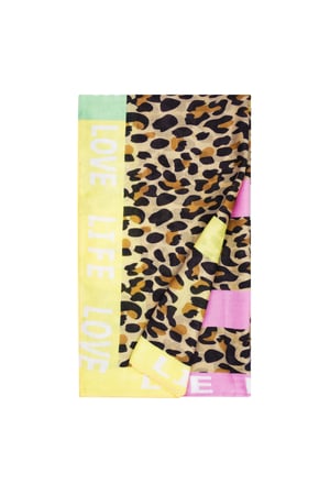 Scarf festive panther print - Orange and pink h5 Picture5