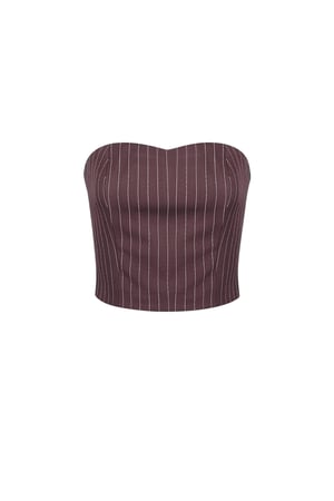 Pinstripe Bandeau Top - Burgundy h5 