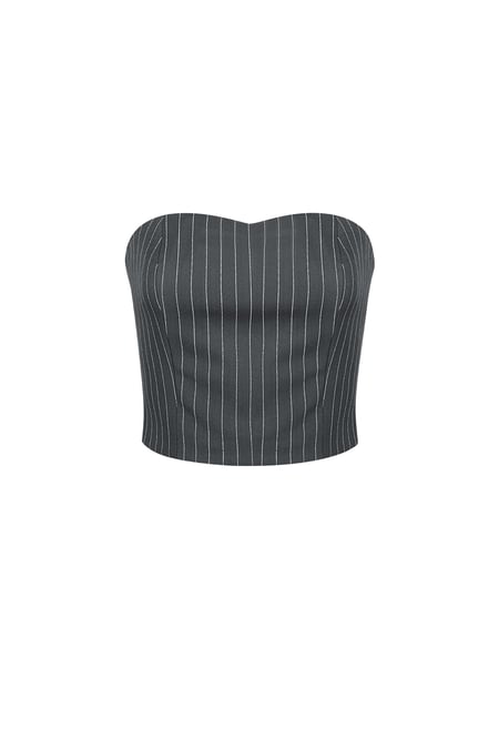 Pinstripe Bandeau Top - Grey 2