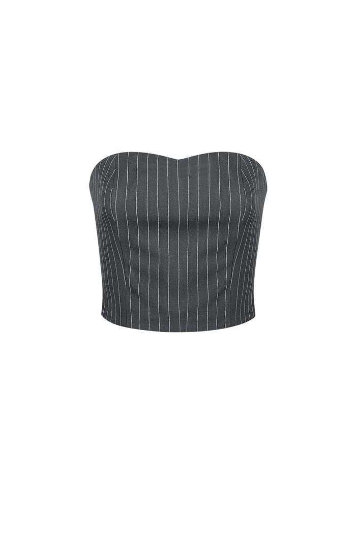 Pinstripe Bandeau Top - Grey 