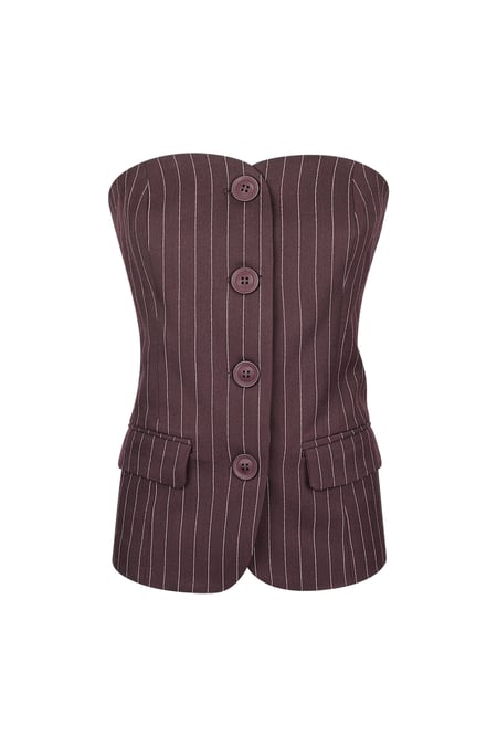 Pinstripe Corset Top - Burgundy 2