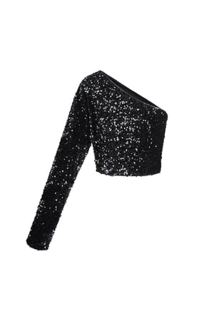 Glitzerndes One-Shoulder-Top - Schwarz h5 