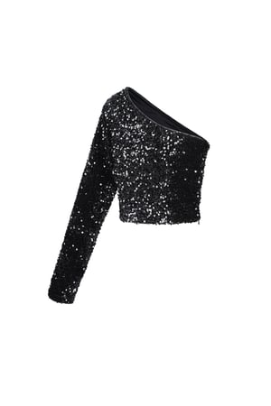 Glitzerndes One-Shoulder-Top - Schwarz h5 Bild9