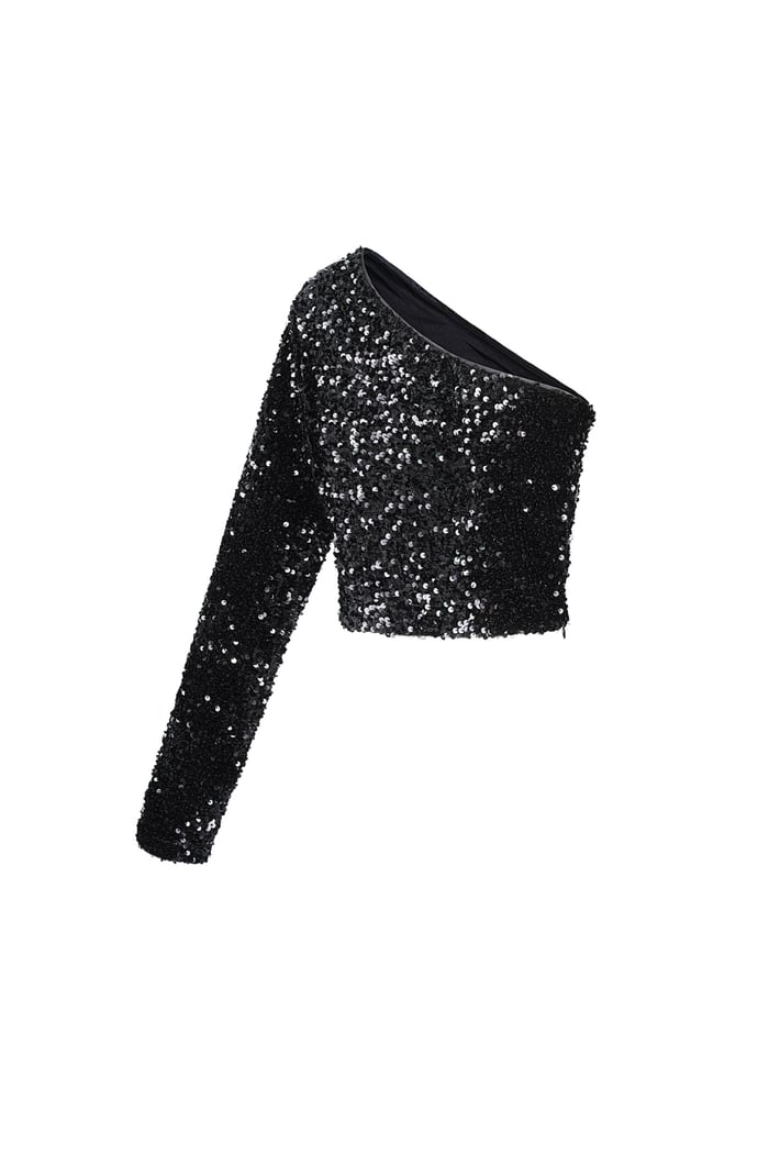 Glitzerndes One-Shoulder-Top - Schwarz Bild9