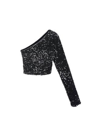 Glitzerndes One-Shoulder-Top - Schwarz h5 Bild10