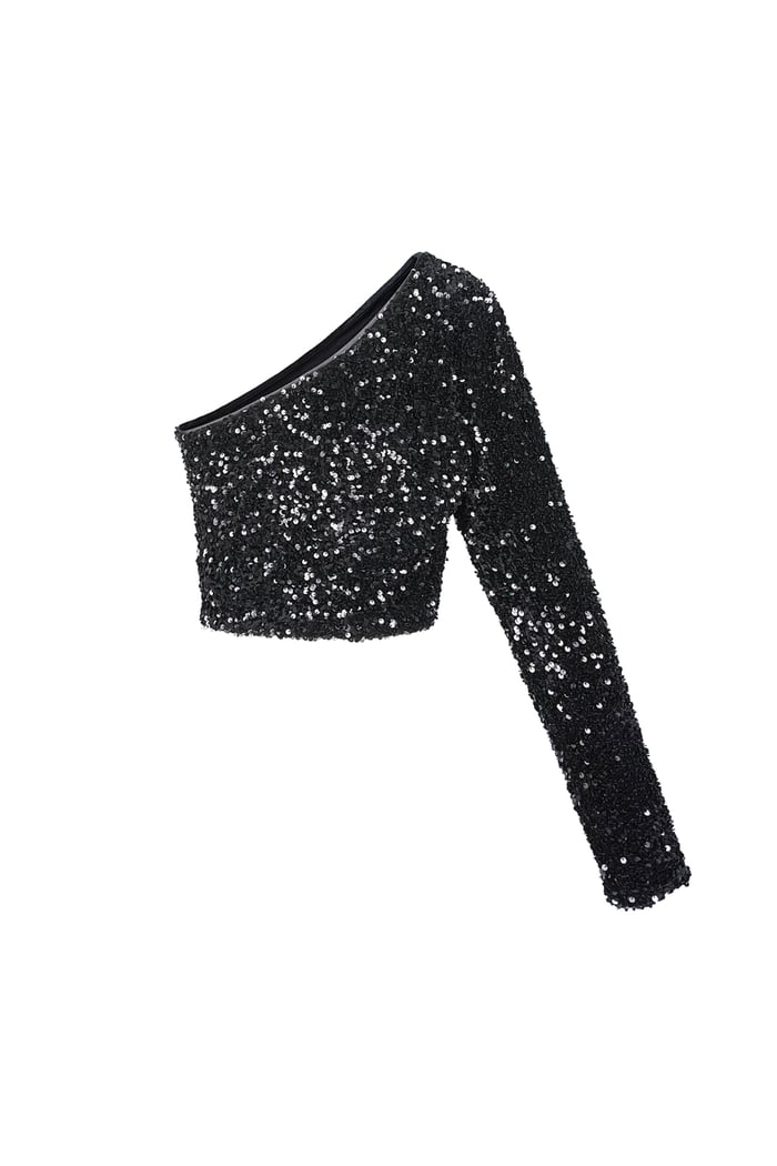 Glitzerndes One-Shoulder-Top - Schwarz Bild10