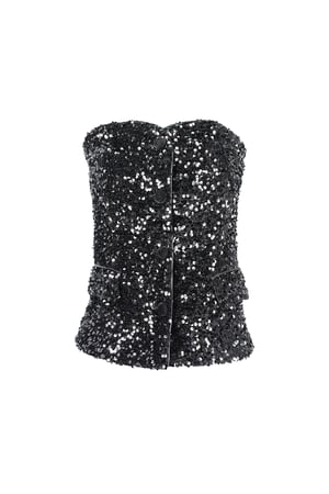 Glitter Corset Top - Black h5 