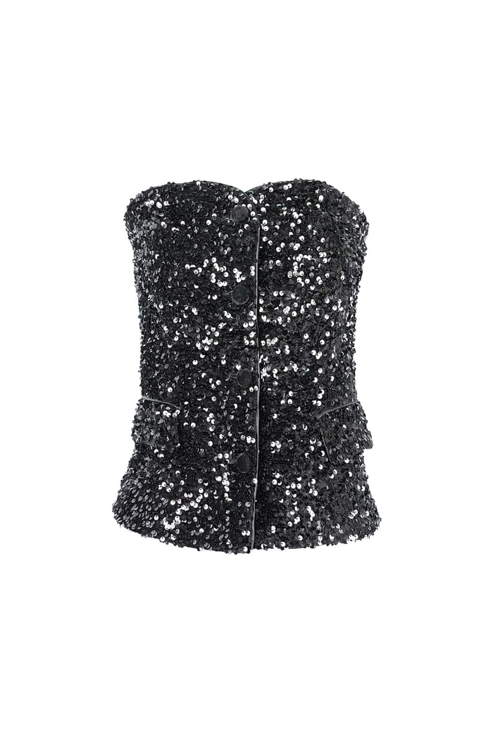 Glitter Corset Top - Black 