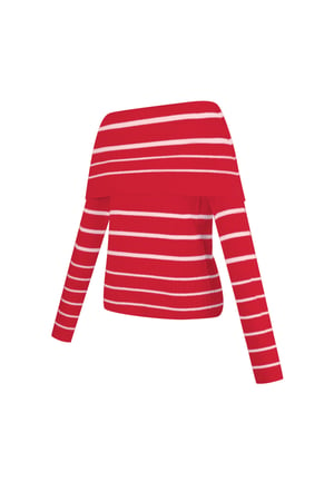 Striped Off Shoulder Top - Pink & Red h5 Picture10