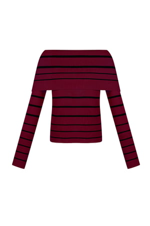 Striped off shoulder top - Black & red h5 Picture8