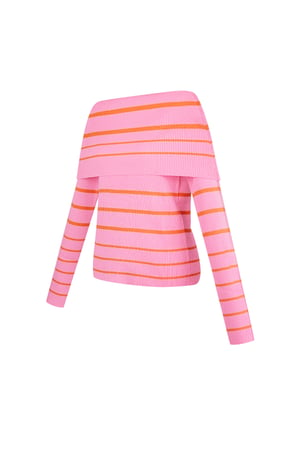 Striped off shoulder top - Pink & orange h5 Picture10