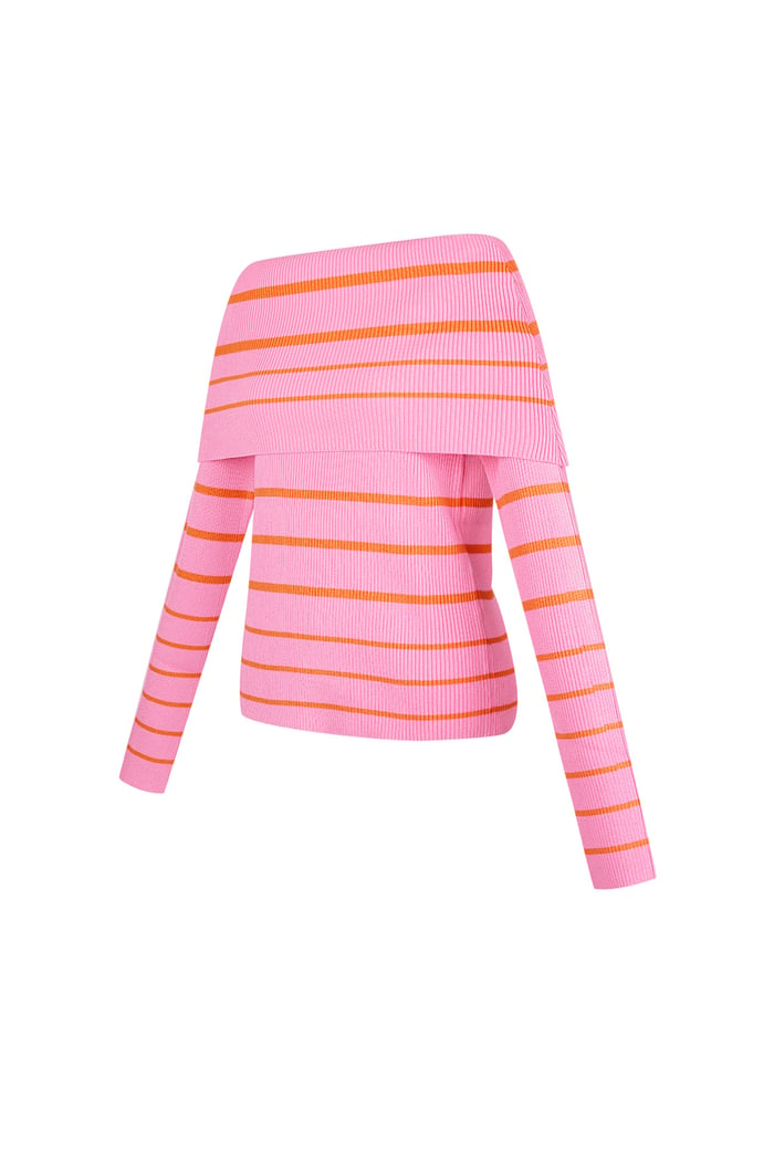 Striped off shoulder top - Pink & orange Picture10